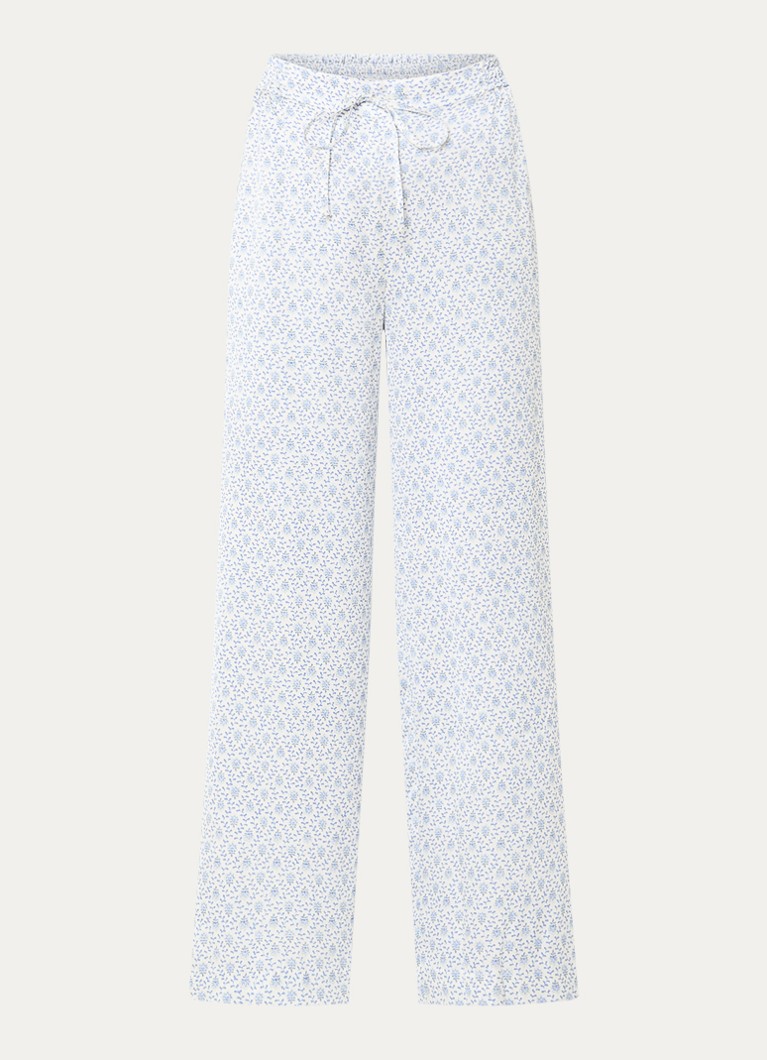 Claudie Pierlot Dames Prudence high waist straight fit pantalon met details van kant in de kleur Blauw