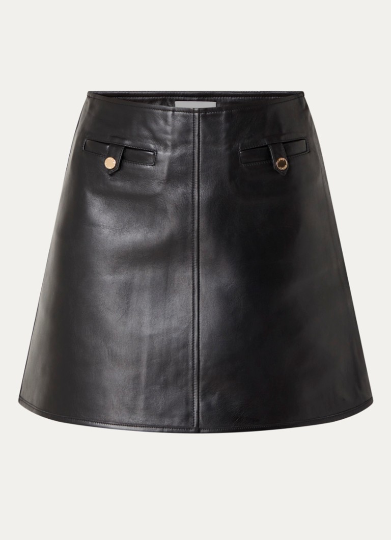 Claudie Pierlot Dames High waist mini rok van imitatieleer in de kleur Zwart