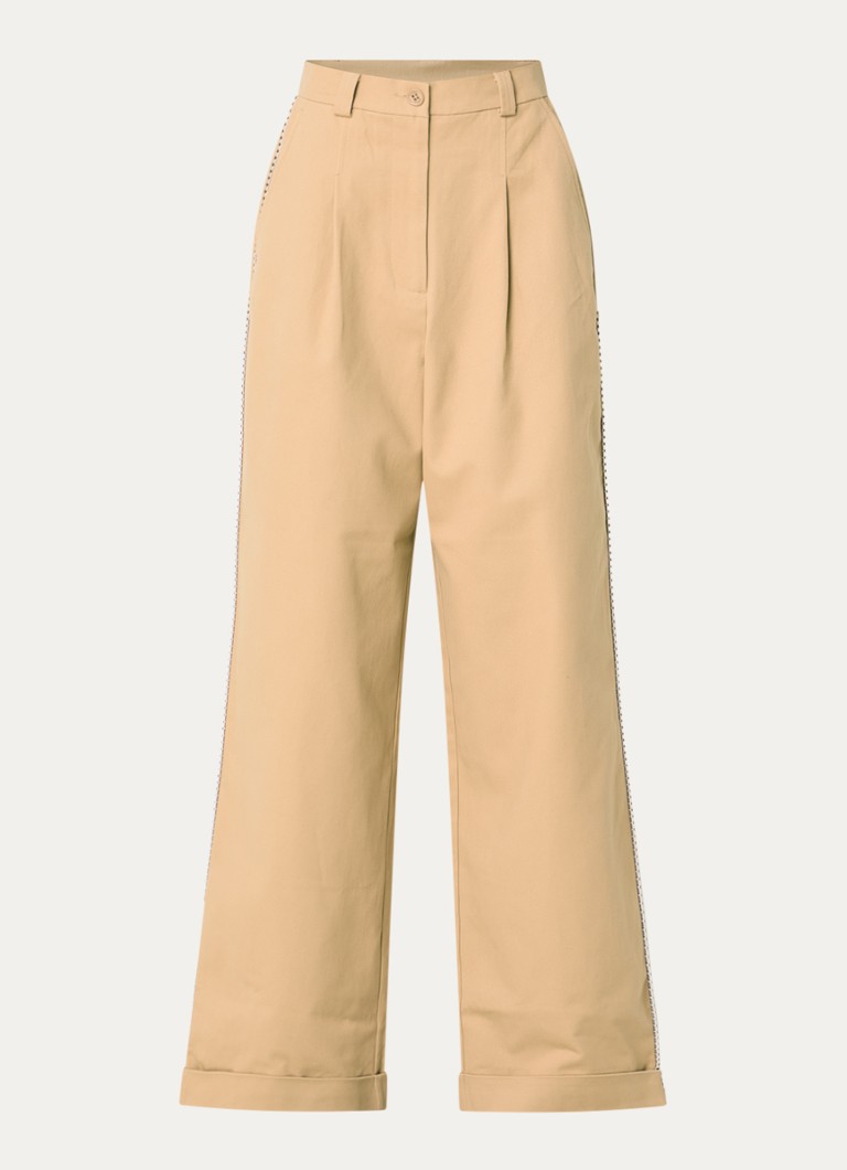 Claudie Pierlot Dames High waist wide fit broek met steekzakken in de kleur Camel