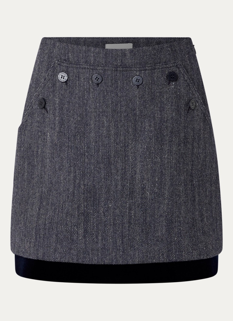 Claudie Pierlot Dames High waist mini rok in wolblend in de kleur Donkergrijs