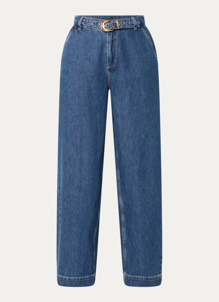Claudie Pierlot Dames High waist wide fit jeans met medium wassing en ceintuur in de kleur Indigo