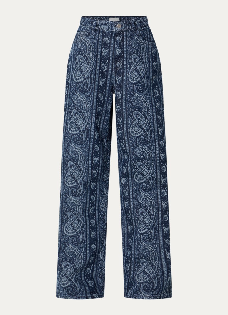 Claudie Pierlot Dames Mid waist straight leg jeans met print in de kleur Indigo