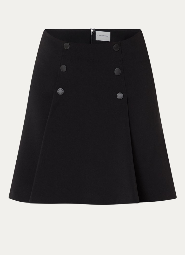 Claudie Pierlot Dames Mini rok met plooidetail in de kleur Zwart