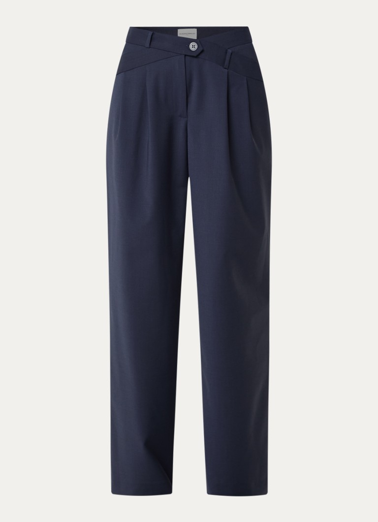 Claudie Pierlot Dames High waist straight fit pantalon met steekzakken in de kleur Donkerblauw