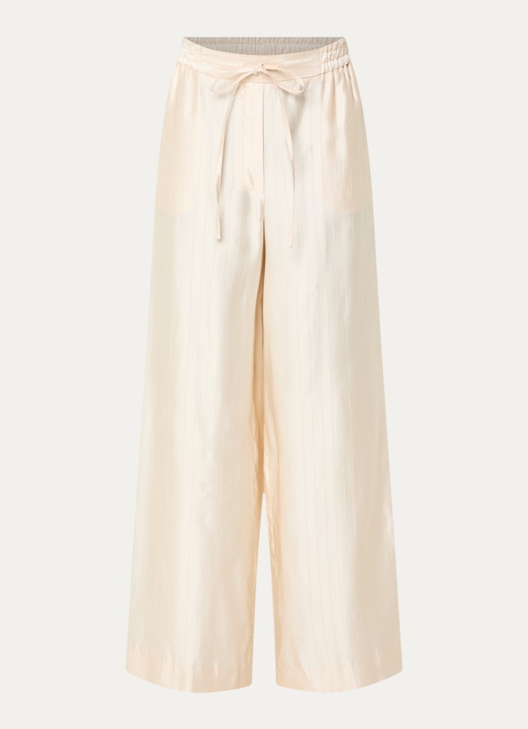 Claudie Pierlot Dames High waist wide fit broek met metallic finish in de kleur Vanillegeel
