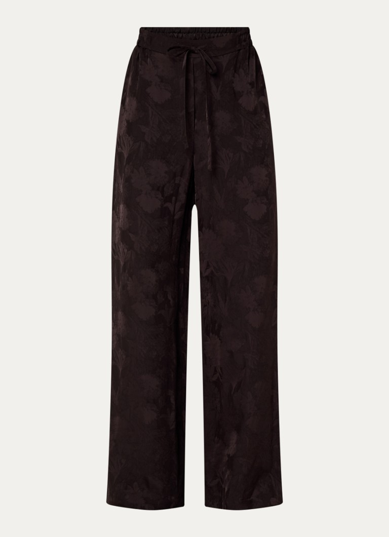 Claudie Pierlot Dames High waist wide fit broek met print in de kleur Donkerbruin