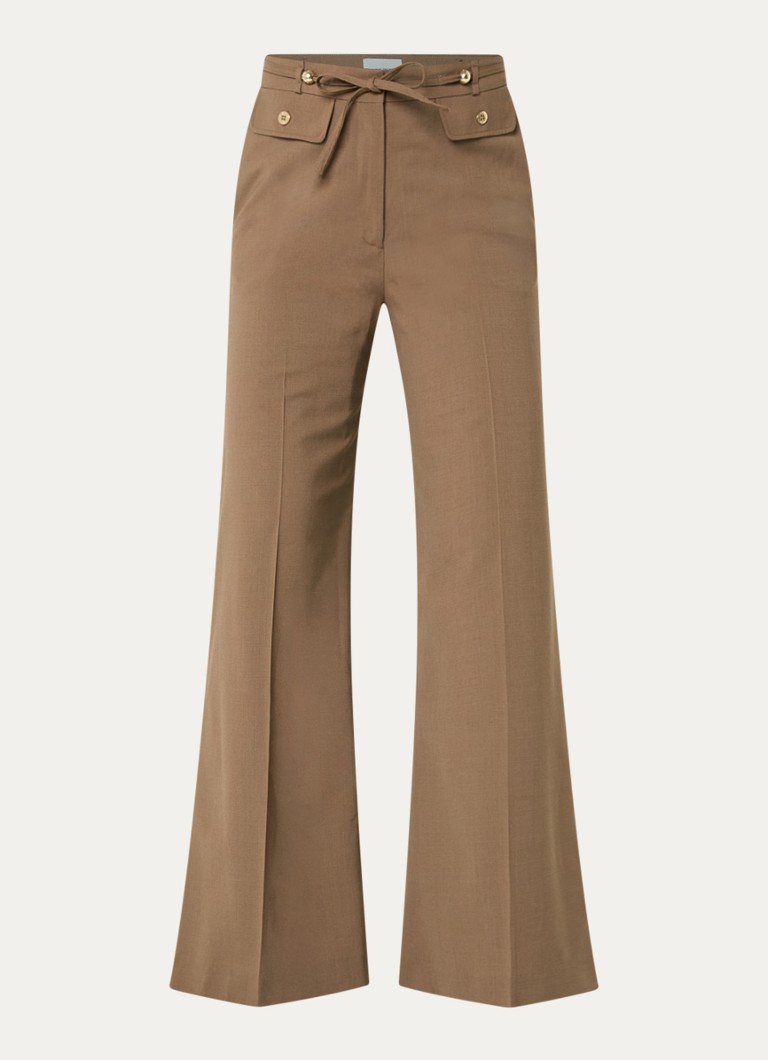 Claudie Pierlot Dames High waist wide fit pantalon met steekzakken in de kleur Cognac