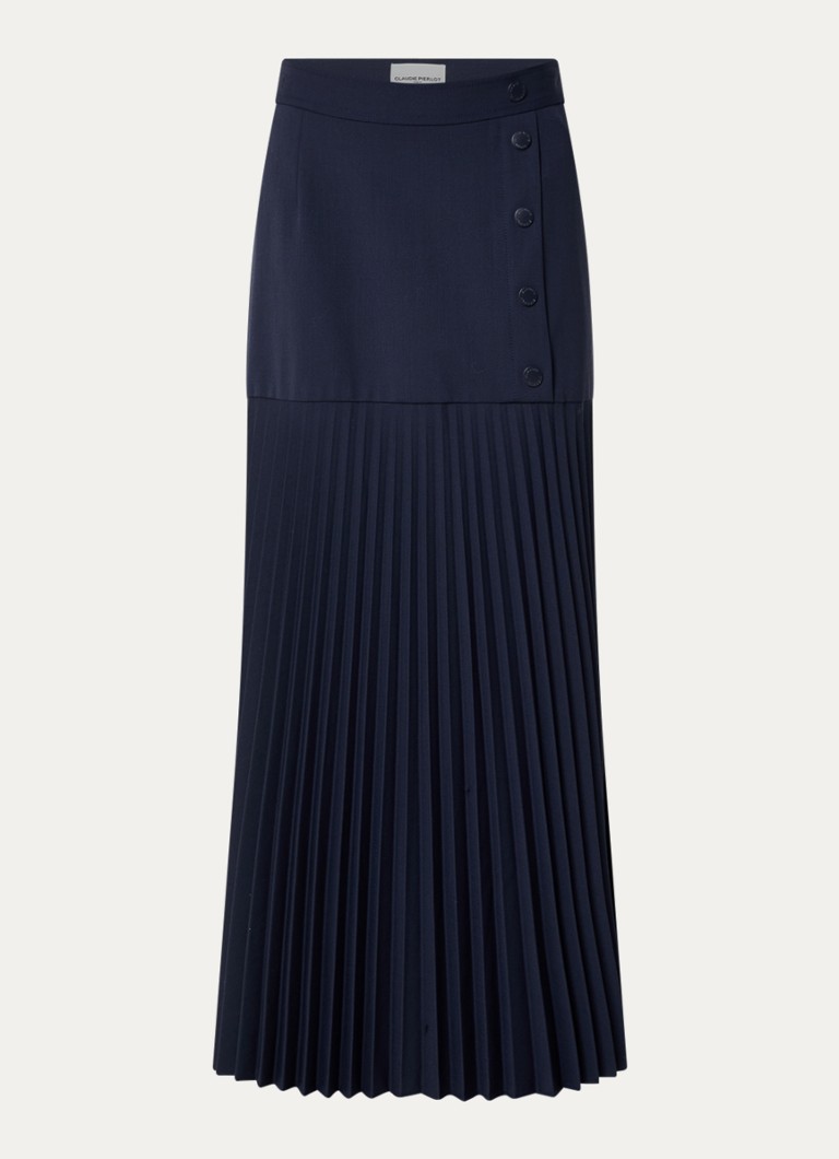 Claudie Pierlot Dames Maxi rok met plooien in de kleur Donkerblauw
