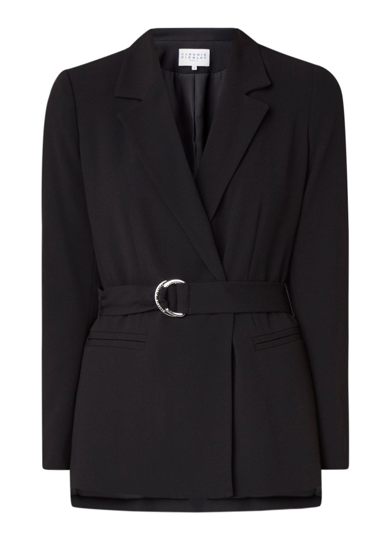Claudie Pierlot Dames Valayah blazer met steekzakken en ceintuur in de kleur Zwart