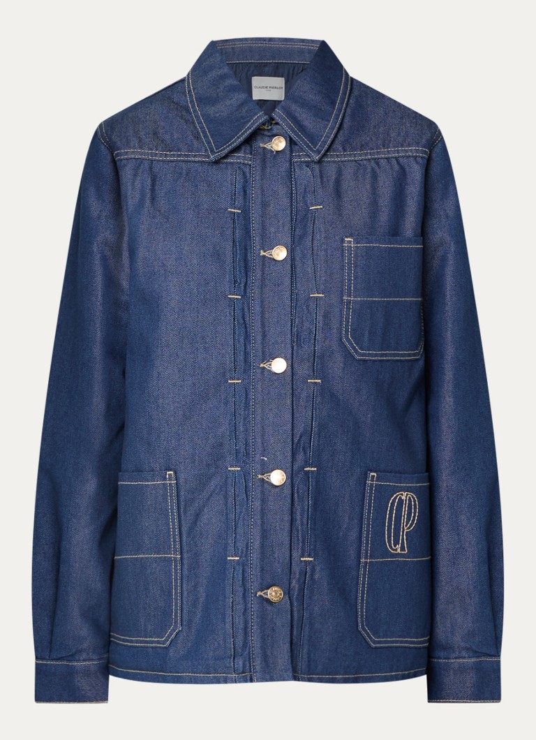 Claudie Pierlot Dames Vero gewatteerde spijkerjas met borstzak in de kleur Indigo
