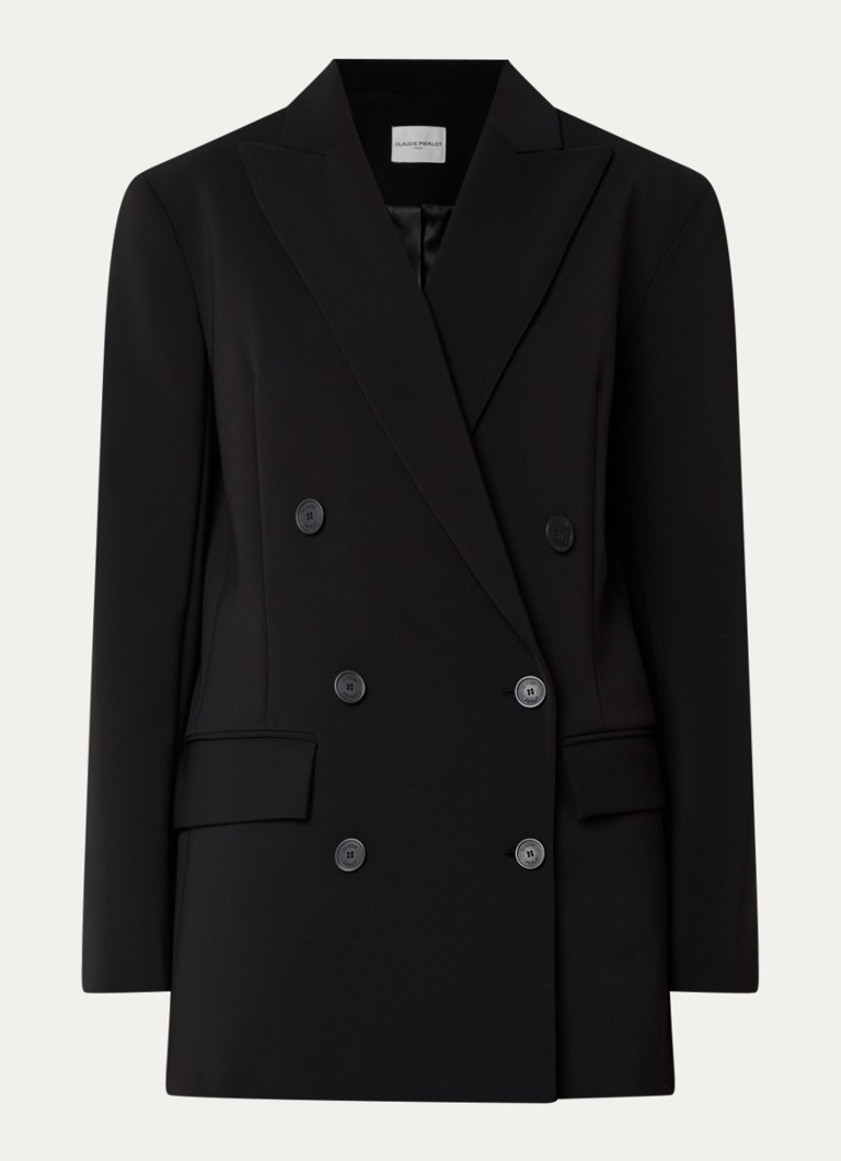 Claudie Pierlot Dames Double-breasted blazer met schoudervulling in de kleur Zwart