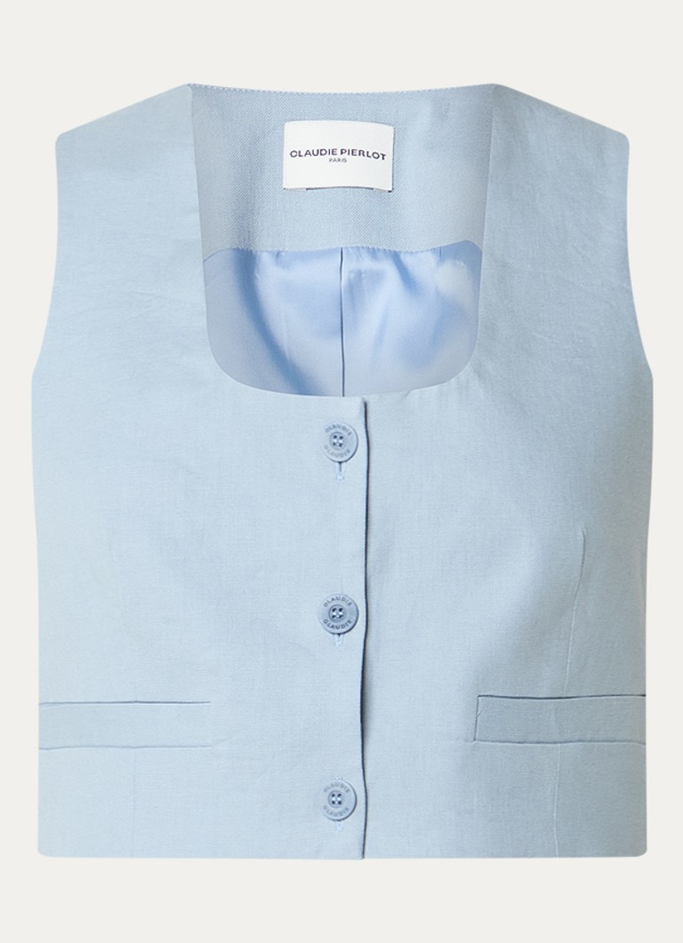 Claudie Pierlot Dames Blazer in linnenblend met schoudervulling in de kleur Lichtblauw