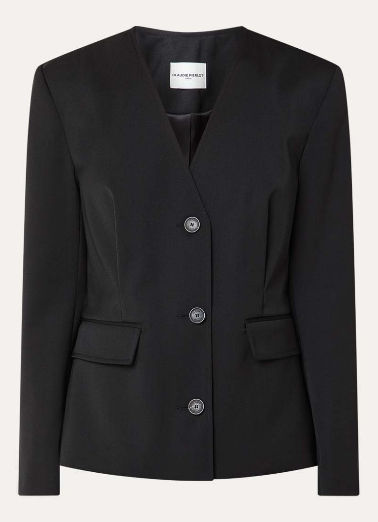 Claudie Pierlot Dames Blazer in wolblend met klepzakken in de kleur Zwart