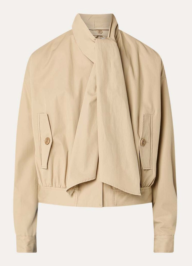 Claudie Pierlot Dames Vally bomberjack met sjaalkraag in de kleur Zand