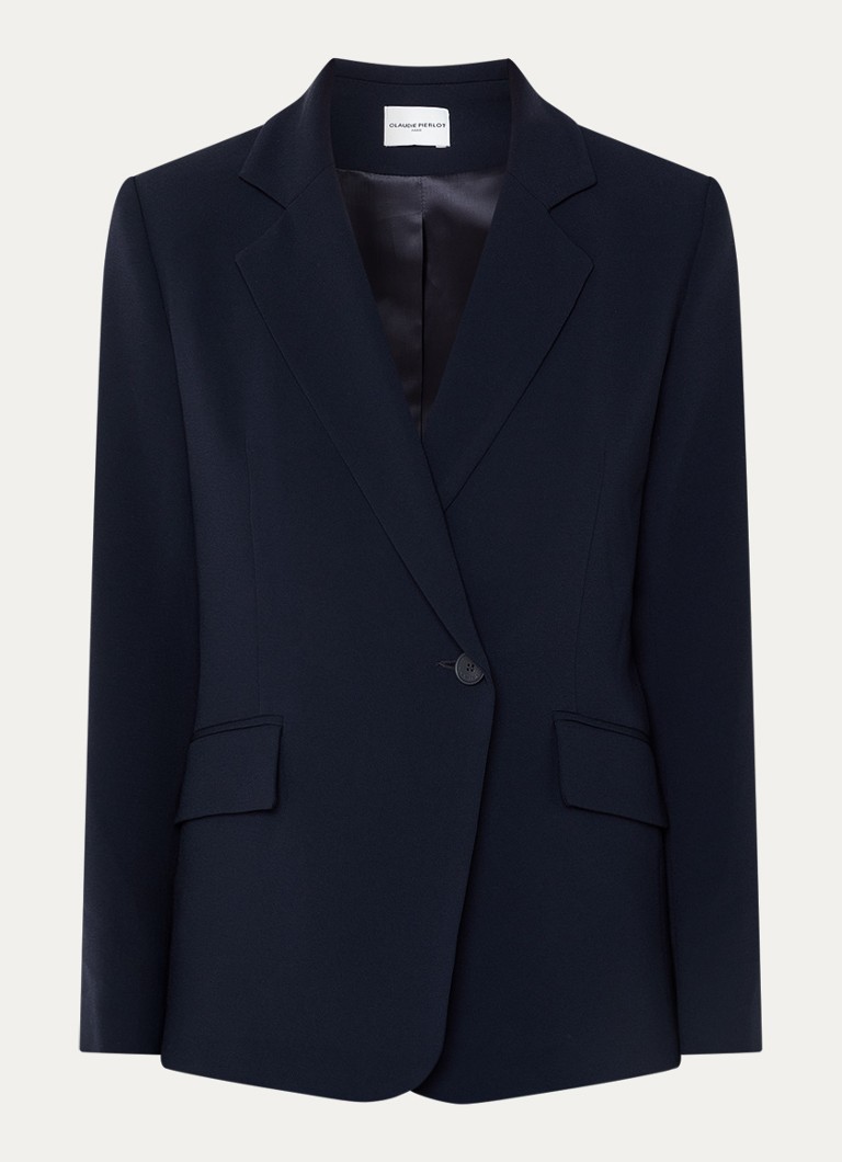 Claudie Pierlot Dames Villaga blazer met schoudervulling en klepzakken in de kleur Donkerblauw