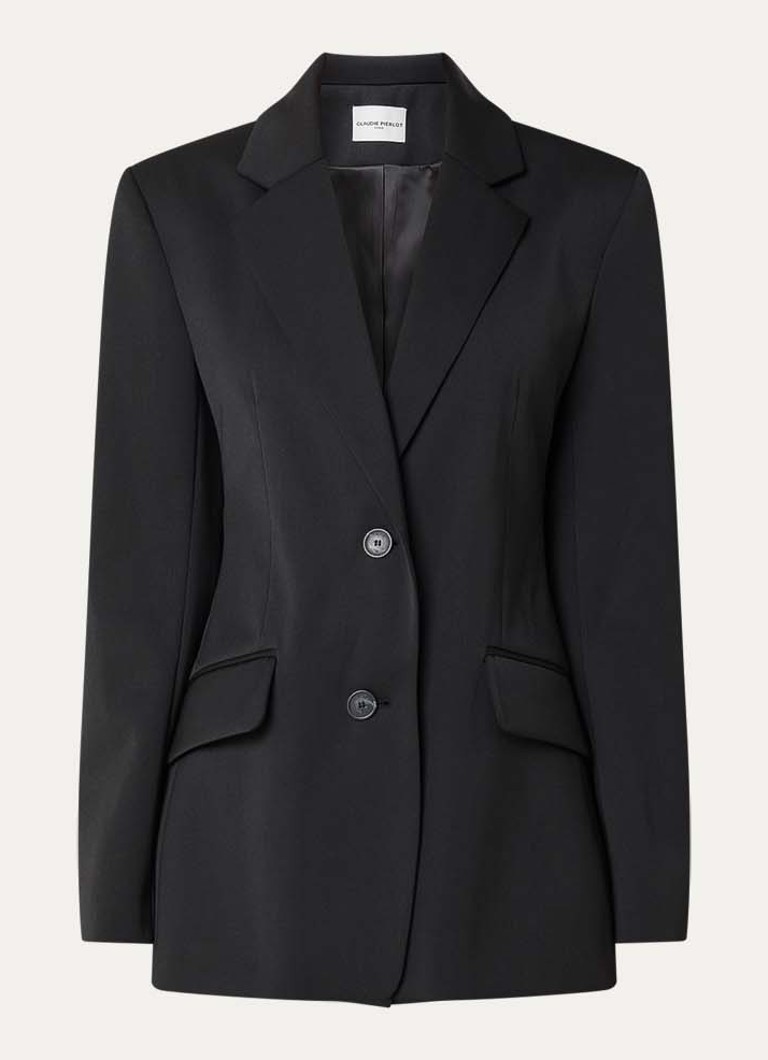 Claudie Pierlot Dames Blazer in scheerwolblend met klepzakken in de kleur Zwart