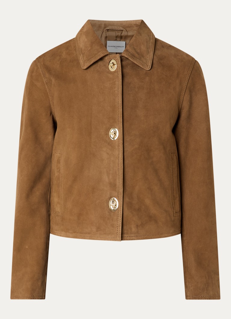 Claudie Pierlot Dames Jack van geitensuède met steekzakken in de kleur Camel