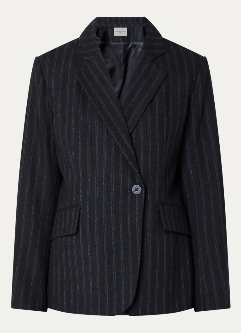 Claudie Pierlot Dames Bicolore blazer in wolblend met streepprint en klepzakken in de kleur Zwart