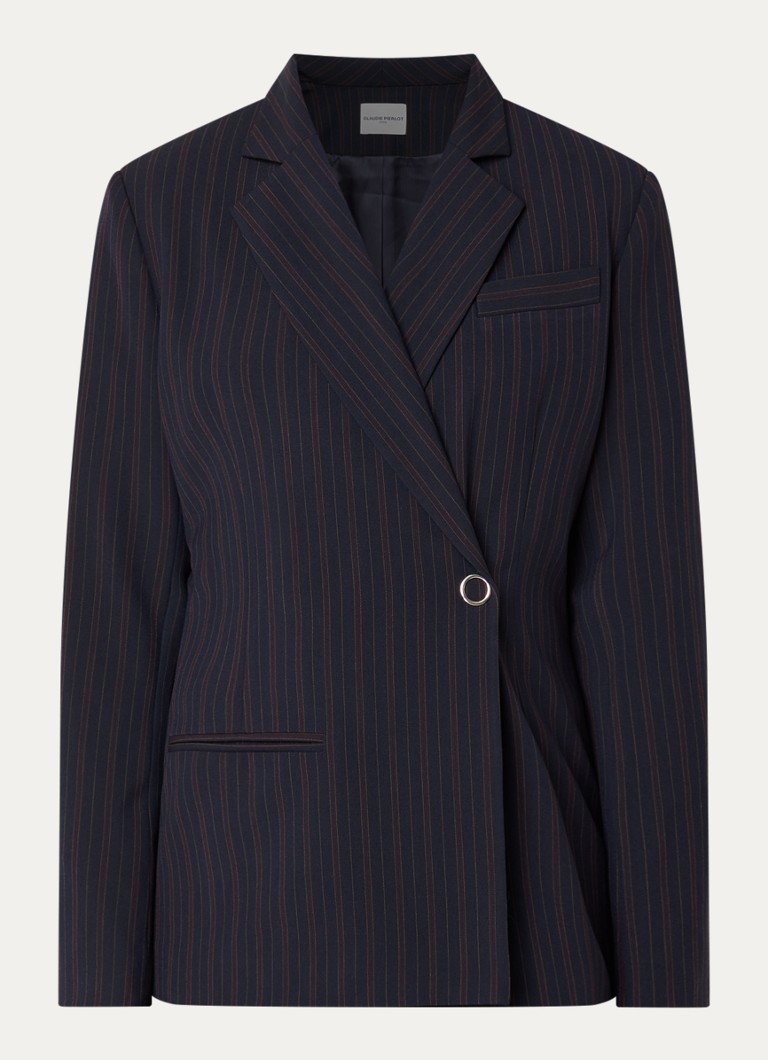Claudie Pierlot Dames Blazer met paspelzak en streepprint in de kleur Donkerblauw