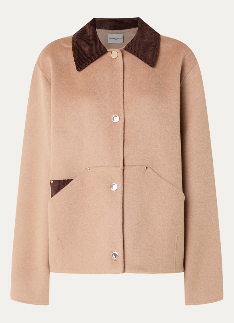 Claudie Pierlot Dames Barn jack in wolblend met opgestikte zakken in de kleur Camel