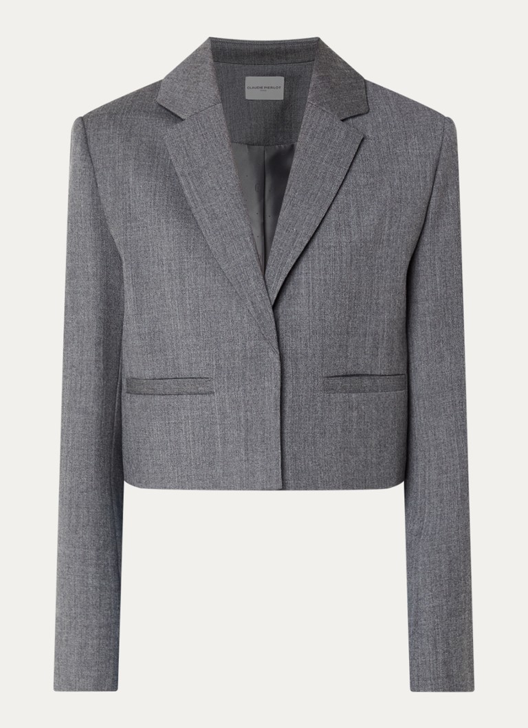 Claudie Pierlot Dames Cropped blazer met paspelzakken in de kleur Donkergrijs
