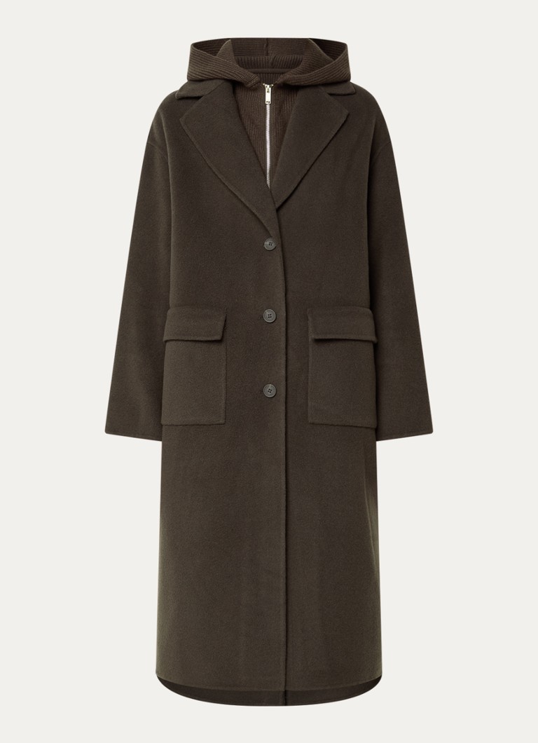 Claudie Pierlot Dames Mantel in wolblend met uitneembare voering in de kleur Donkerbruin