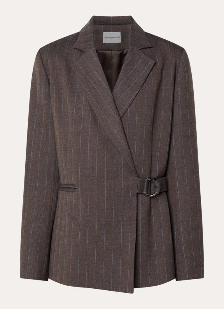 Claudie Pierlot Dames Blazer in wolblend met paspelzakken in de kleur Chocoladebruin