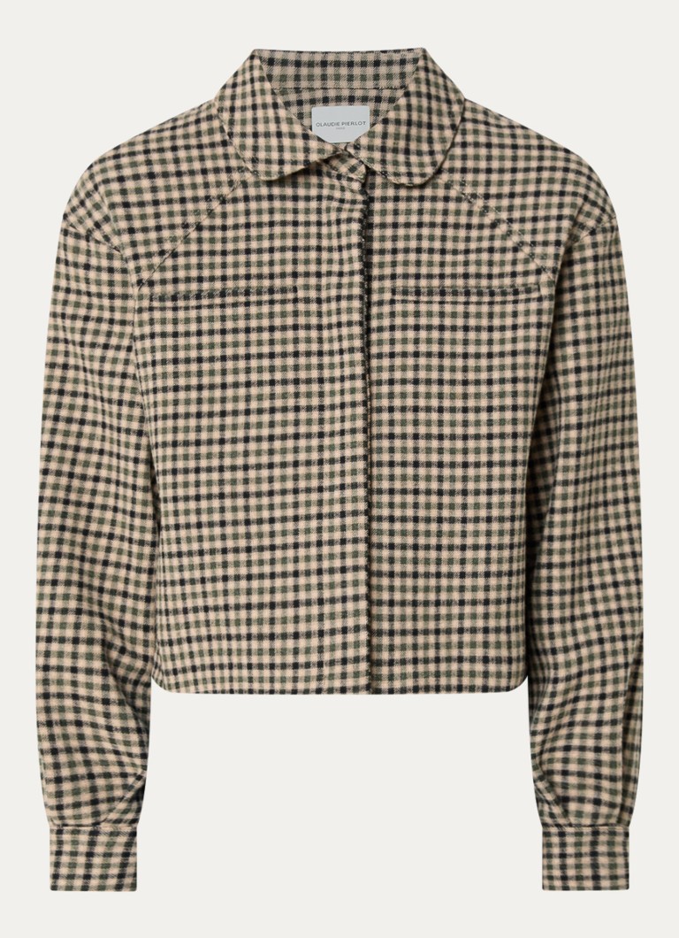 Claudie Pierlot Dames Jack in wolblend met pied-de-poule dessin in de kleur Camel