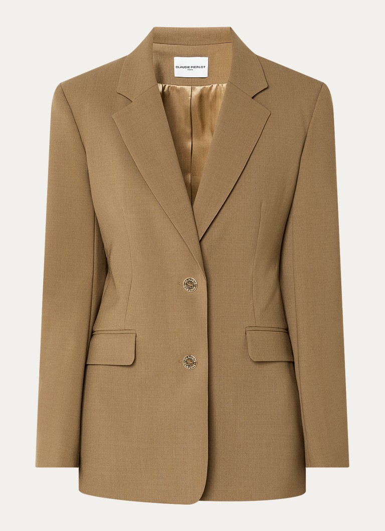 Claudie Pierlot Dames Blazer in wolblend met klepzakken in de kleur Camel