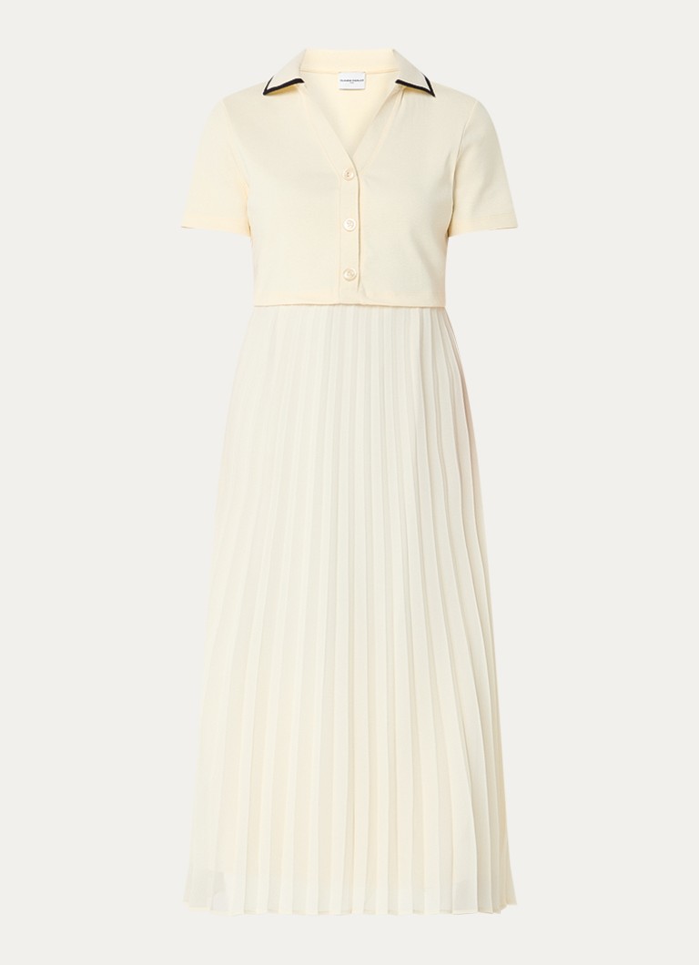 Claudie Pierlot Dames Midi tuniekjurk met plissé in de kleur Lichtgeel