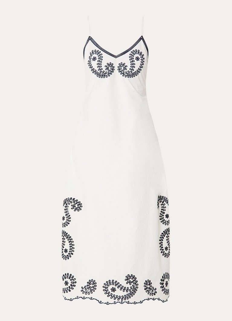Claudie Pierlot Dames Midi jurk met broderie in de kleur Gebroken wit