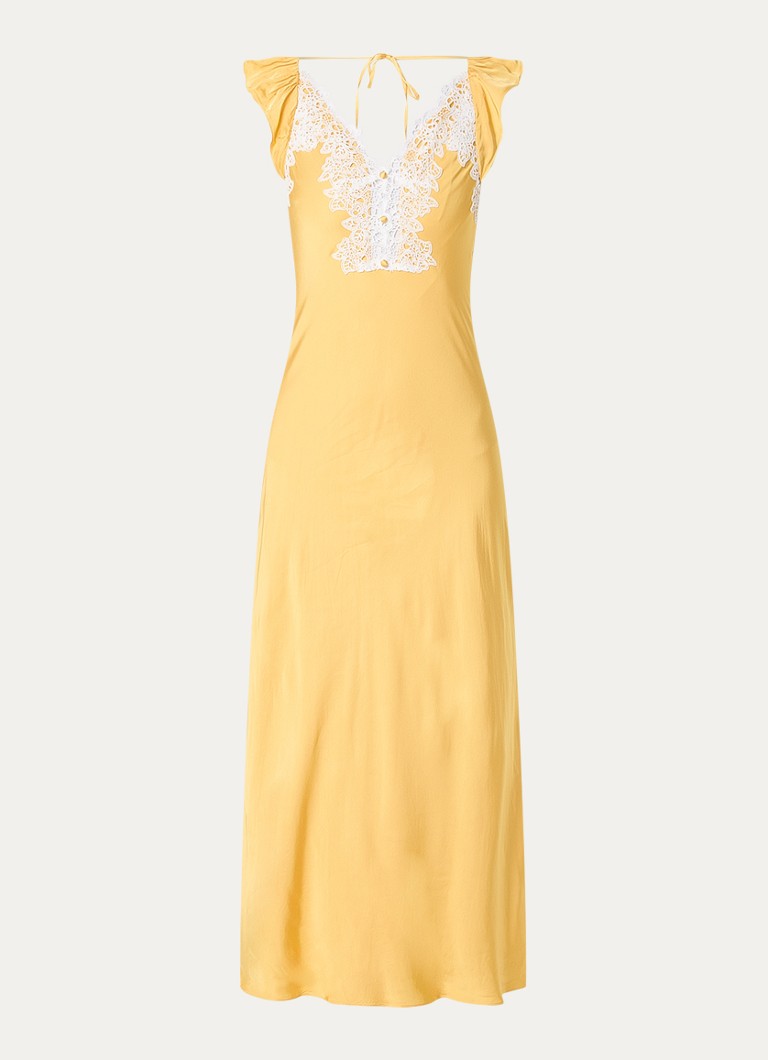Claudie Pierlot Dames Midi jurk met cut-out detail in de kleur Okergeel
