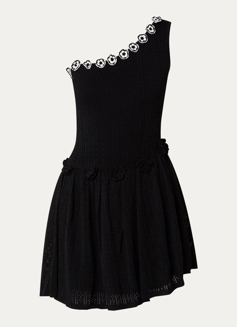Claudie Pierlot Dames Grofgebreide mini jurk met applicatie in de kleur Zwart