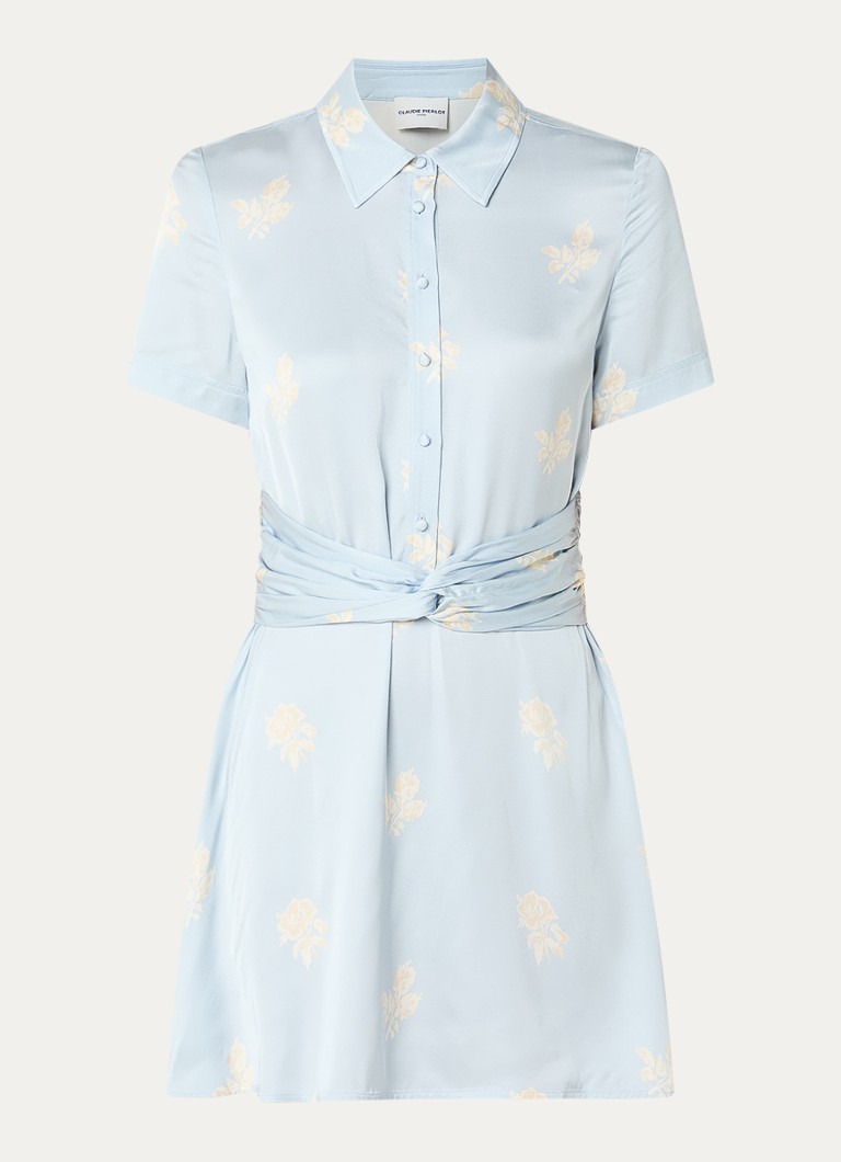 Claudie Pierlot Dames Risma mini tuniekjurk met bloemenprint in de kleur Lichtblauw