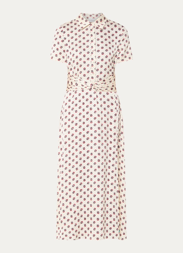 Claudie Pierlot Dames Rismana midi tuniekjurk met bloemenprint in de kleur Gebroken wit