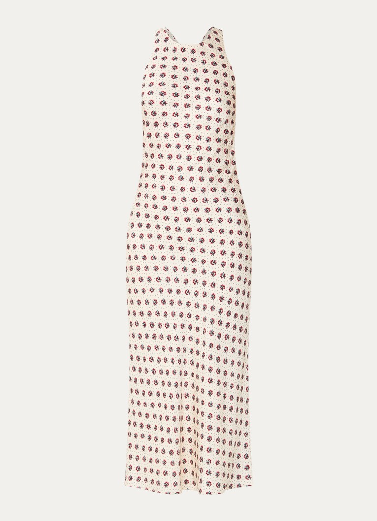 Claudie Pierlot Dames Midi jurk met bloemenprint in de kleur Gebroken wit