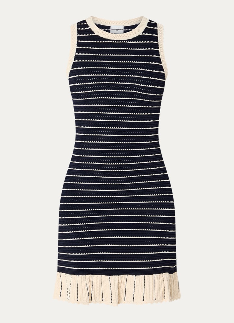 Claudie Pierlot Dames Majana mini jurk met streepprint in de kleur Donkerblauw