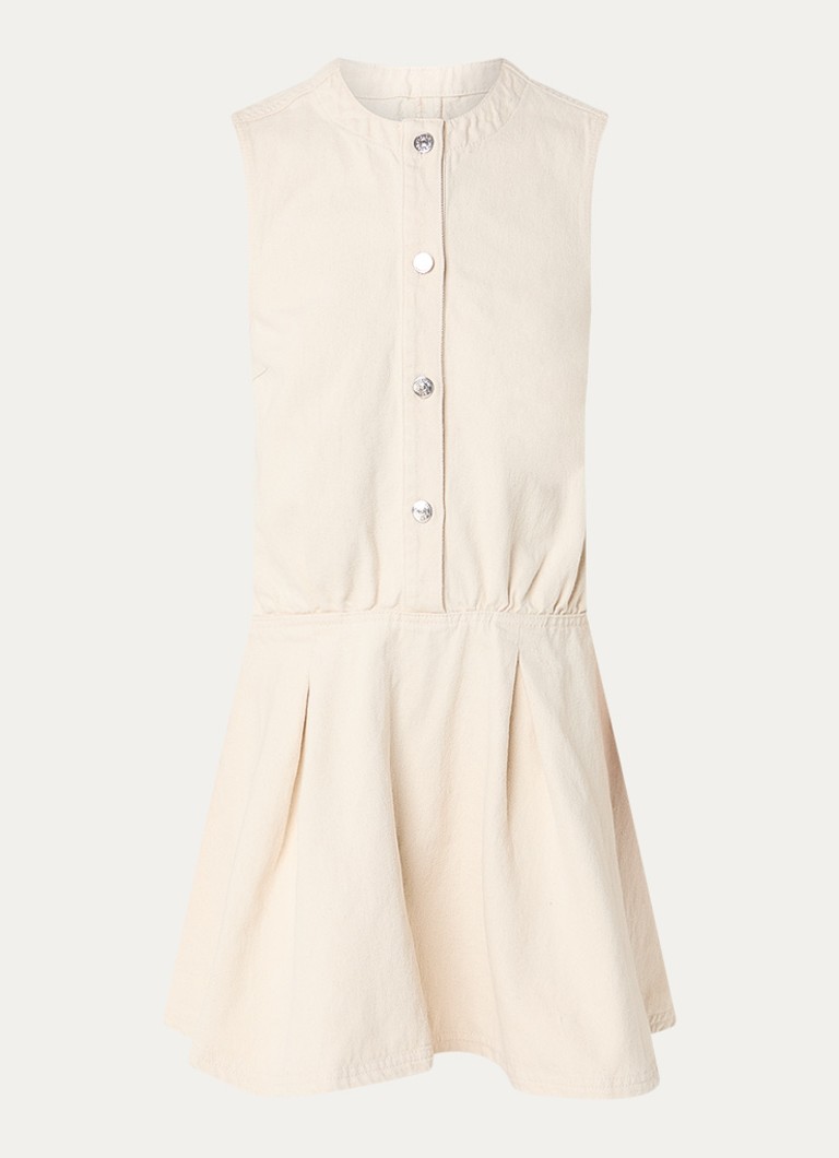 Claudie Pierlot Dames Mini denim jurk met ronde hals in de kleur Gebroken wit
