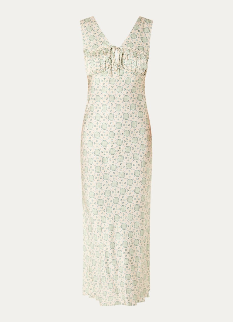 Claudie Pierlot Dames Raphaella midi jurk met print in de kleur Beige