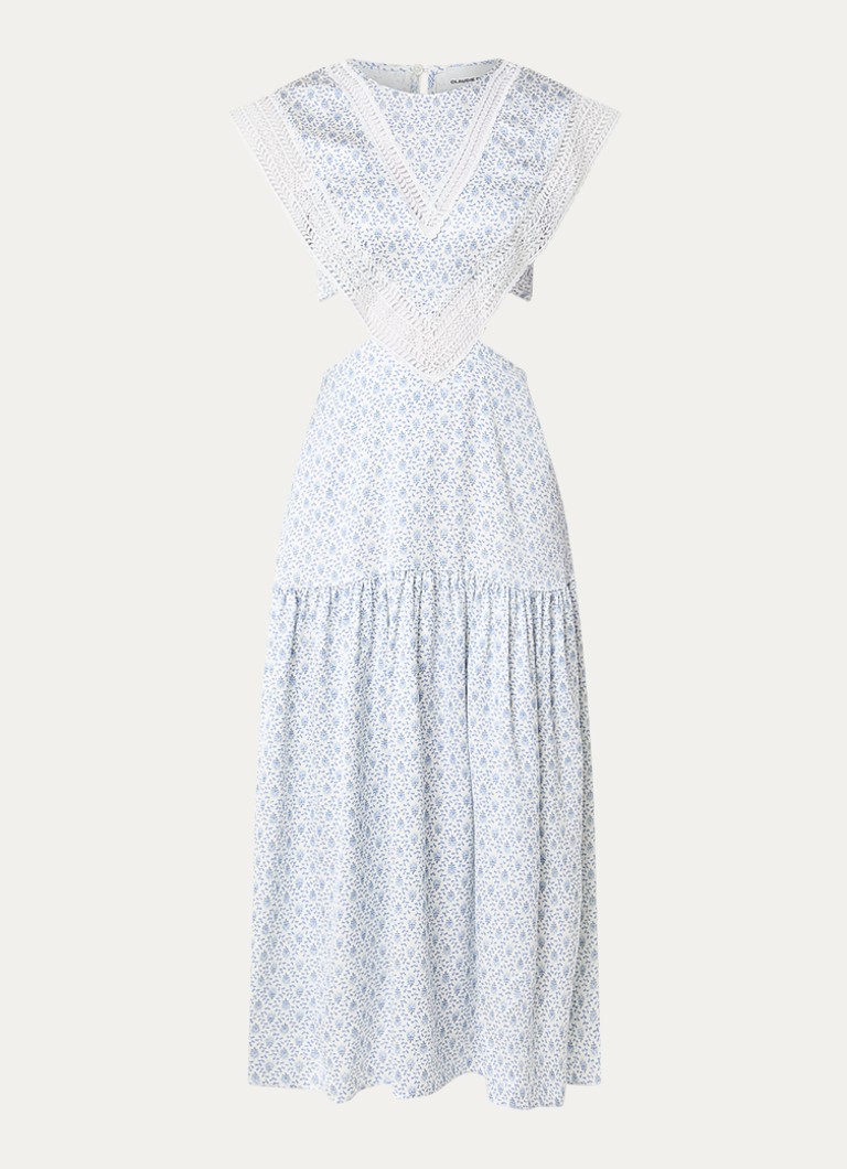 Claudie Pierlot Dames Midi jurk met cut-out detail en broderie in de kleur Lichtblauw