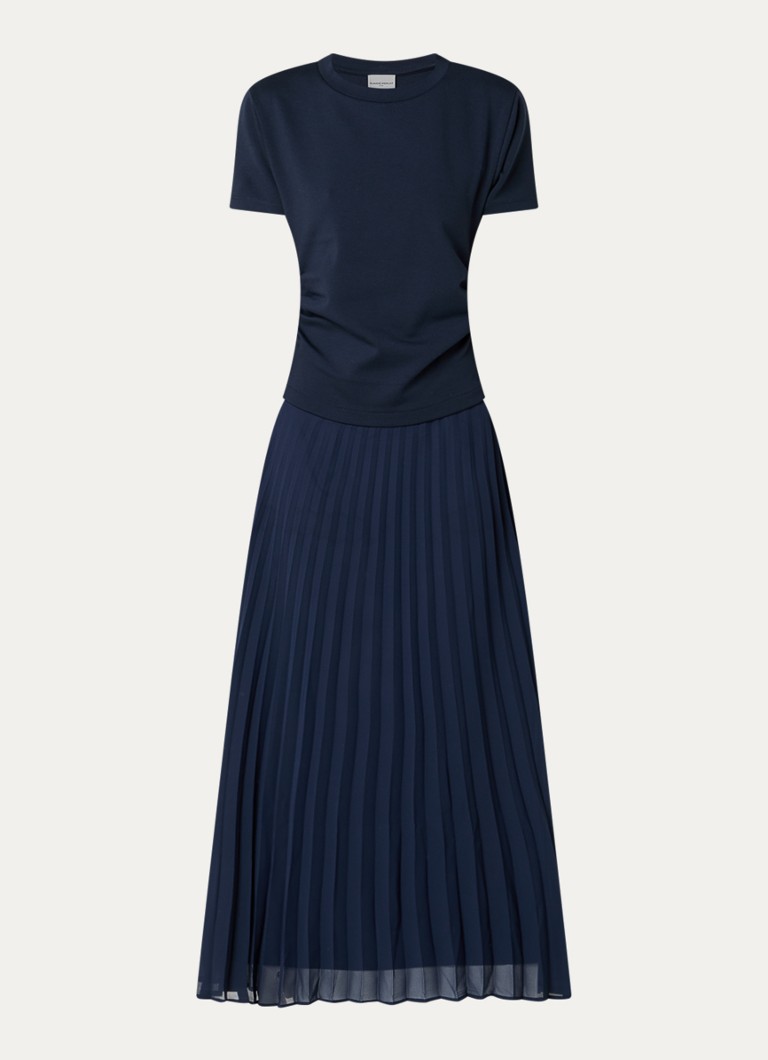 Claudie Pierlot Dames Maxi jurk met plooidetail en ruches in de kleur Donkerblauw