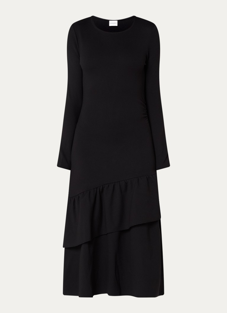 Claudie Pierlot Dames Maxi jurk met volant in de kleur Zwart