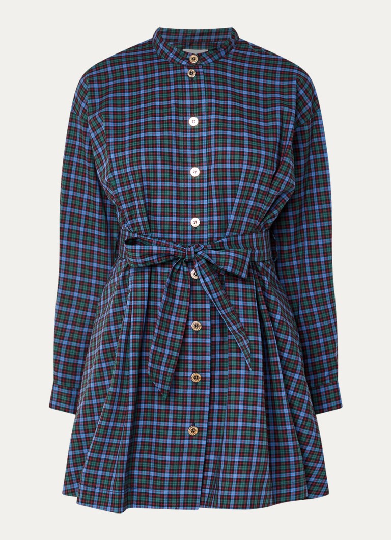 Claudie Pierlot Dames Mini blousejurk met ruitdessin in de kleur Blauw