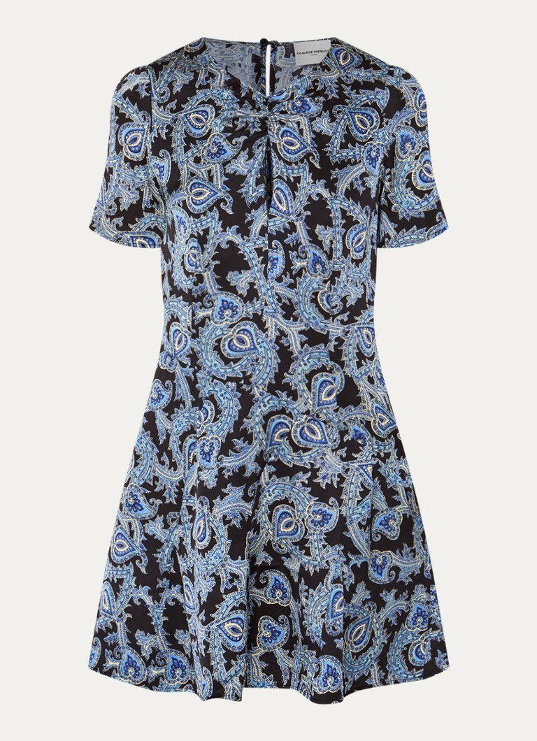 Claudie Pierlot Dames Fonce mini jurk met paisley dessin in de kleur Donkerblauw