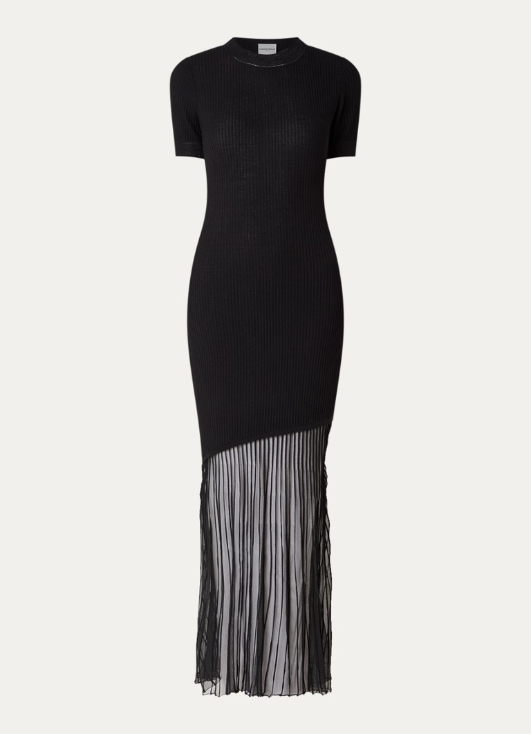 Claudie Pierlot Dames Maxi jurk met plooien in de kleur Zwart