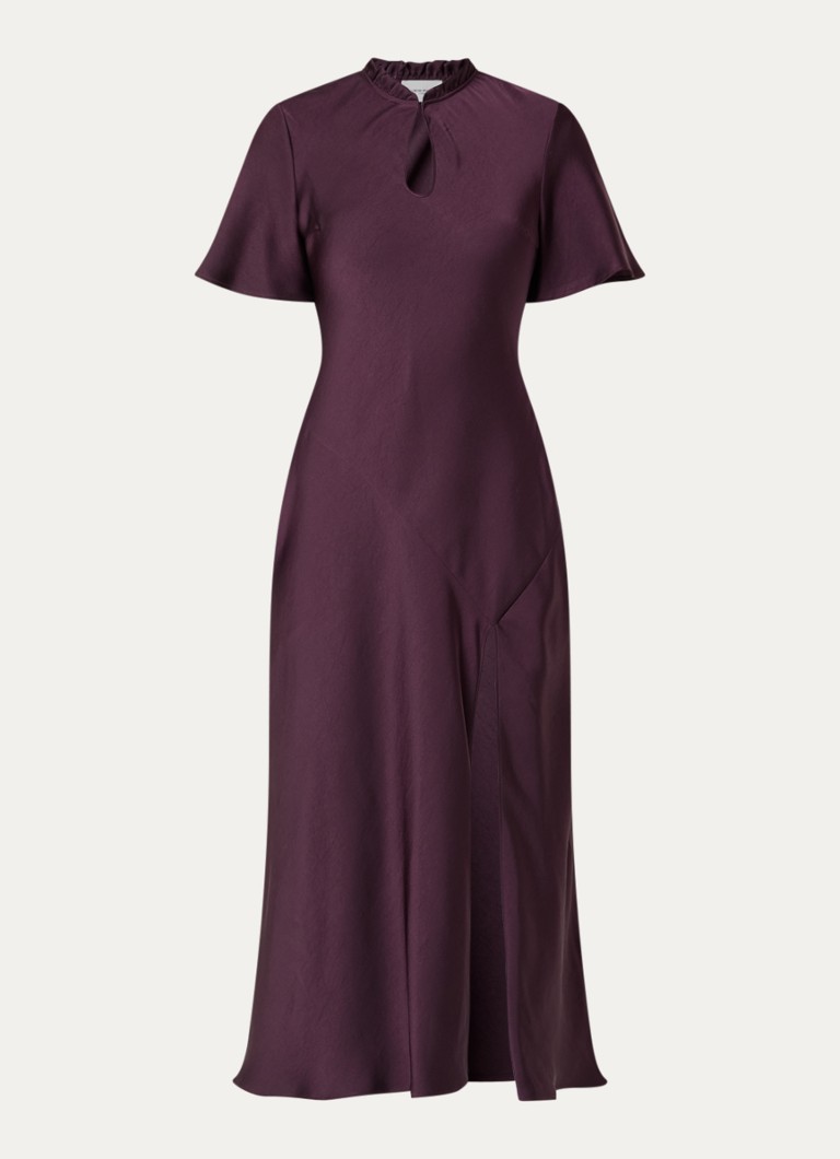 Claudie Pierlot Dames Midi jurk van satijn met split in de kleur Aubergine