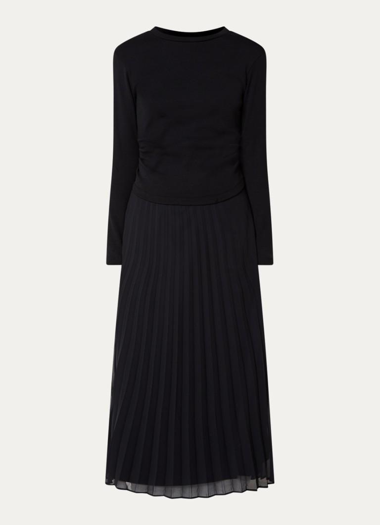 Claudie Pierlot Dames Midi jurk met plissé in de kleur Zwart