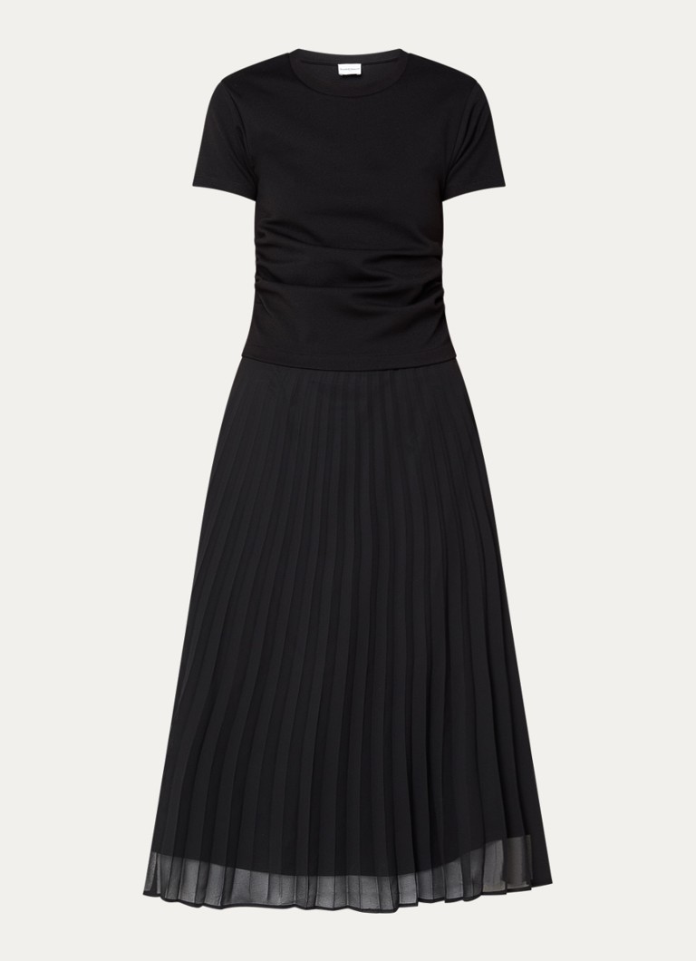 Claudie Pierlot Dames Midi jurk met ruches en plissé in de kleur Zwart