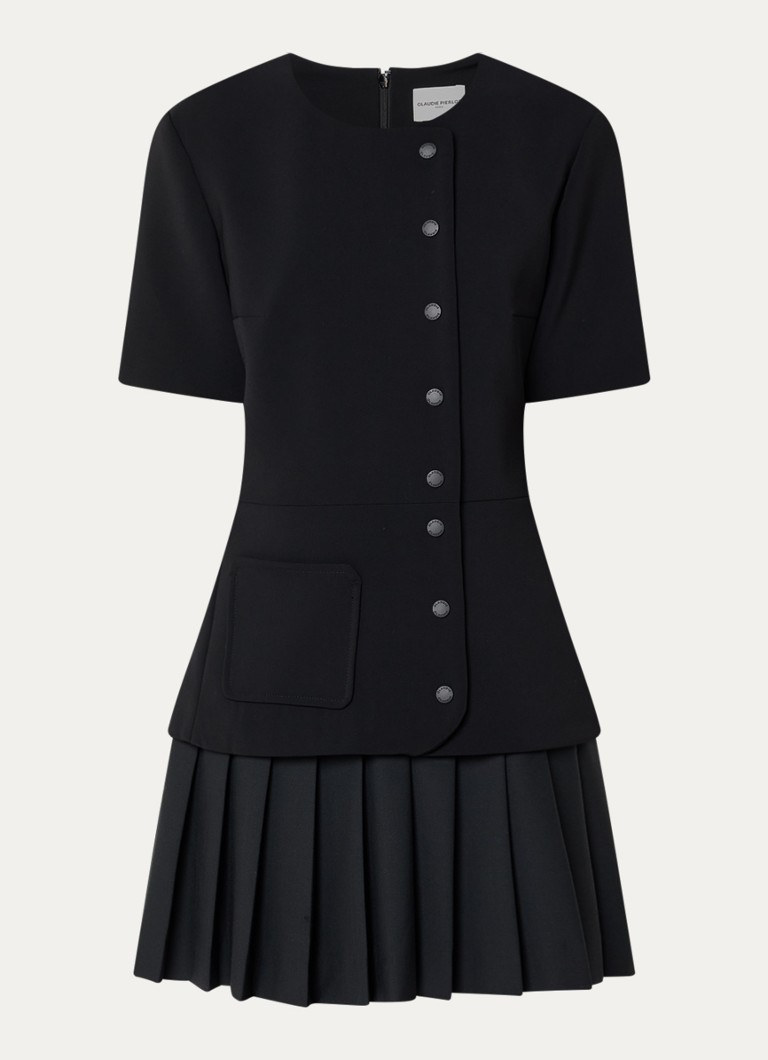 Claudie Pierlot Dames Mini jurk met plissé in de kleur Zwart