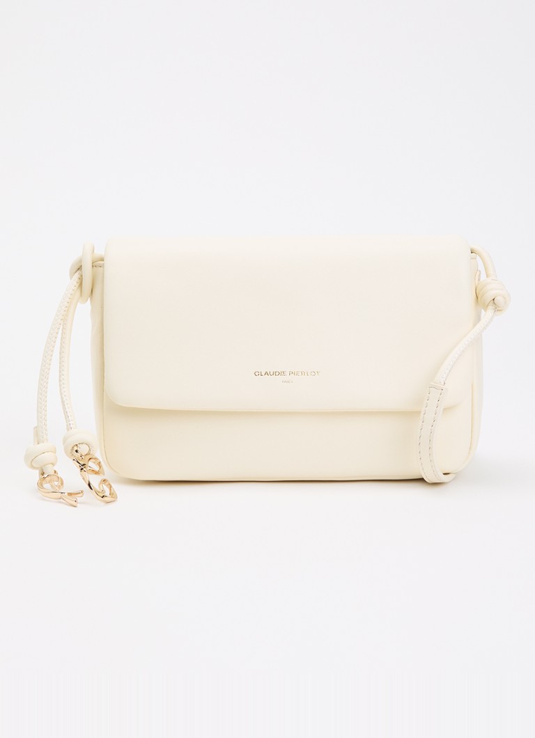 Claudie Pierlot Dames Crossbodytas van lamsleer met logo in de kleur Ivoor